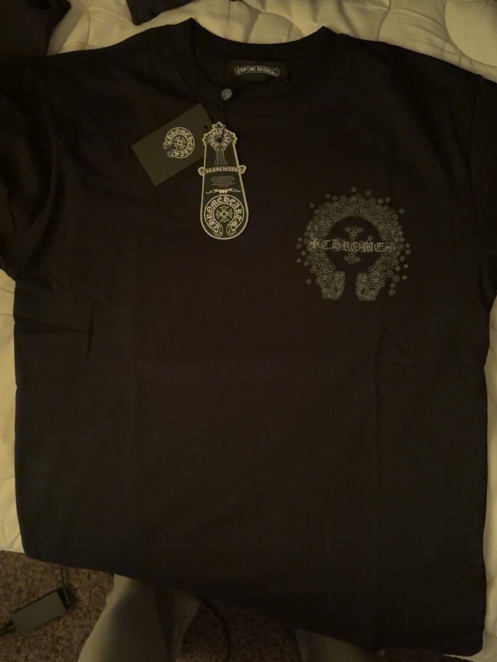Chrome Hearts Black Short Sleeve Tee with Subtle Chest Crest